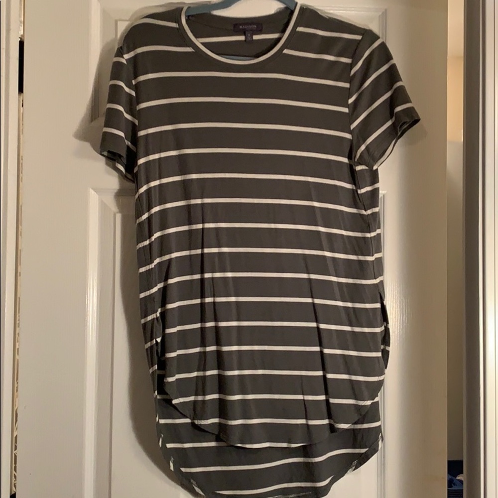 High-low striped shirt
